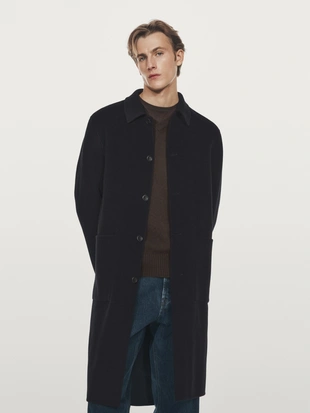 NAVY BLUE|2894/386 - Massimo Dutti Пальто из 100% кашемира