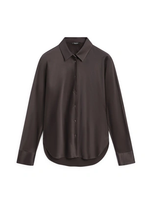 Рубашка с широкими рукавами из атласа- Заказать в России