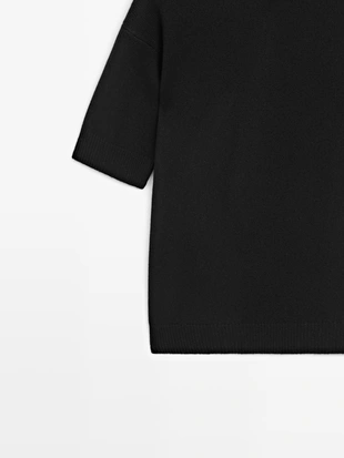 BLACK|5761/919 - Massimo Dutti Свитер из 100% шерсти с короткими рукавами