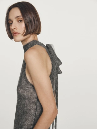 Купить Massimo Dutti Топ на завязках из вязаного шерстяного альпака