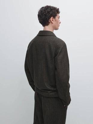 GREY|2825/363 - Massimo Dutti Полосатый пиджак из шерстяной смеси