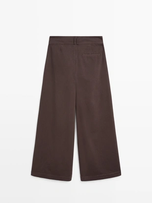 Брюки средней посадки прямого кроя с защипами- Заказать в России