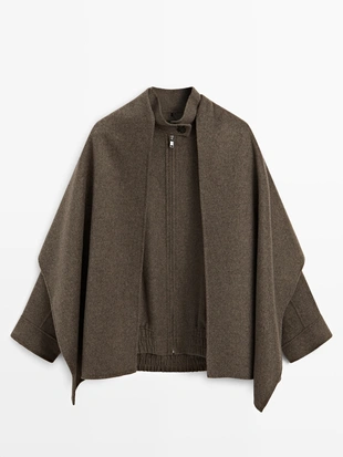 Купить Massimo Dutti Бомбер с шарфом из шерстяной смеси
