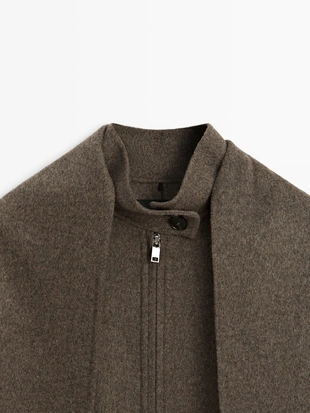 GREY|6433/983 - Massimo Dutti Бомбер с шарфом из шерстяной смеси