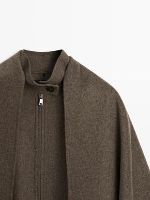 Бомбер с шарфом из шерстяной смеси- Заказать в России