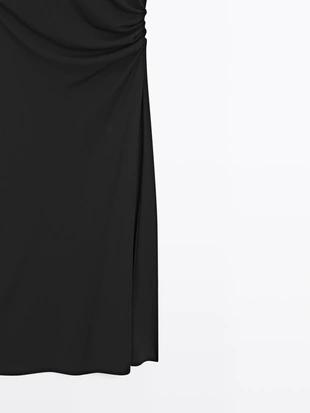 Купить Massimo Dutti Платье миди с деталями в складку