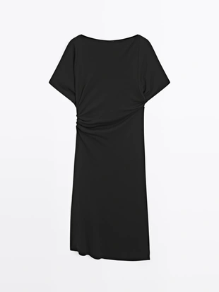 Платье миди с деталями в складку- Заказать в России