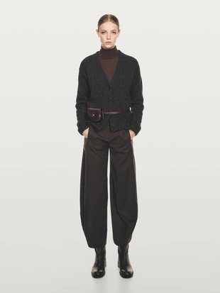 Dark Blue|5792/928 - Massimo Dutti Кардиган с V-образным вырезом из шерстяной смеси