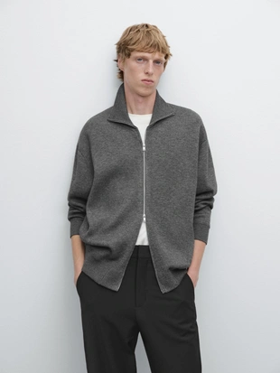 Кардиган с молнией из шерсти и хлопка- Заказать в России