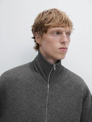 Кардиган с молнией из шерсти и хлопка- Заказать в России