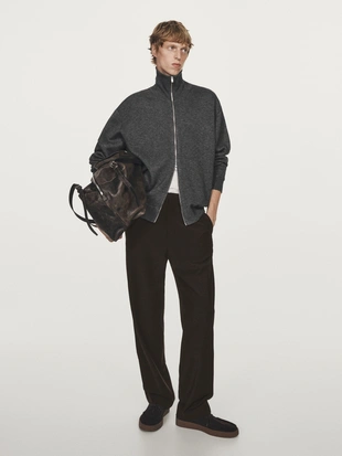 Кардиган с молнией из шерсти и хлопка- Заказать в России