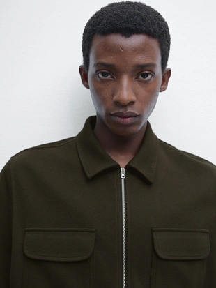 Куртка с карманами из смесового хлопка- Заказать в России