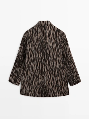 Купить Massimo Dutti Пальто с животным принтом из шерстяной смеси