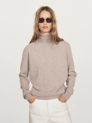Купить Massimo Dutti Вязанный свитер из 100% кашемира с высоким воротником