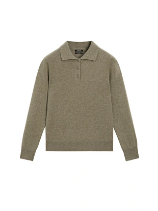 GREEN MARL|5609/565 - Massimo Dutti Поло-свитер из 100% кашемира
