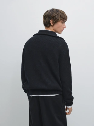 Джемпер с мокрым вырезом на молнии и высоким воротником- Заказать в России