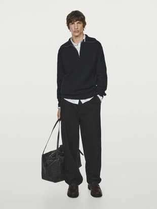 Джемпер с мокрым вырезом на молнии и высоким воротником- Заказать в России