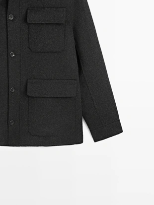 ANTHRACITE GREY|2840/382 - Massimo Dutti Пиджак из шерстяной смеси с карманами