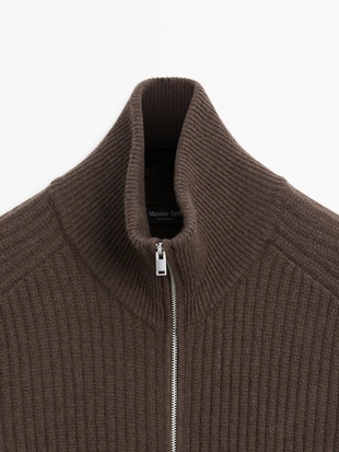 Кардиган из шерстяно-акрилового микса с застежкой на молнию- Заказать в России