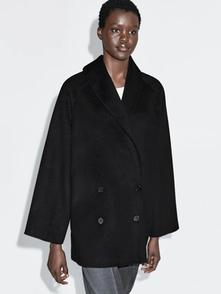 BLACK|6437/988 - Massimo Dutti Пальто из шерстяной смеси с лацканами