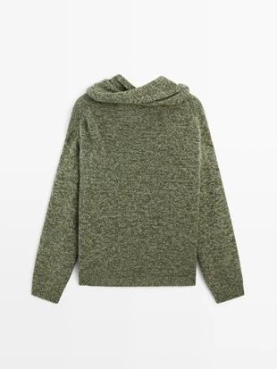 MOSS GREEN|9703/953 - Massimo Dutti Свитер из вязаного трикотажа с шарфом - STUDIO