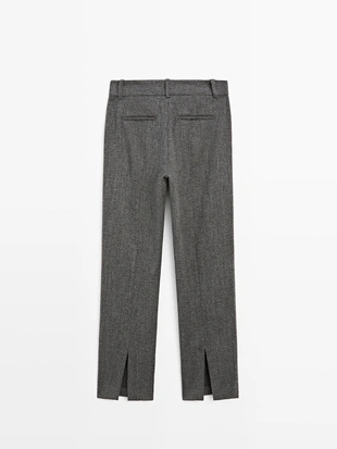 GREY|5055/902 - Massimo Dutti Брюки костюмные из шерстяно-шелкового материала с меланжевым эффектом