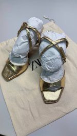 Zara ЛАКИРОВАННЫЕ БОСОНОЖКИ Gold | 2372/510/091