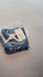 Zara ДЖИНСОВАЯ КУРТКА С КРУЖЕВОМ Blue | 4433/557/400