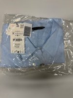 Zara РУБАШКА ИЗ 100% ЛЬНА С КОМБИНИРОВАННЫМИ ПУГОВИЦАМИ Sky blue | 8117/707/403