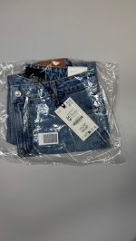 Zara Джинсы zara z.09 прямого кроя на высокой талии с перекрестным поясом на щиколотку Mid-blue | 6164/154/427
