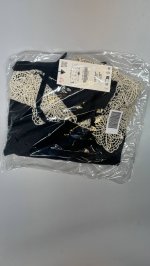 Zara БАРХАТНАЯ РУБАШКА С КРУЖЕВОМ КРОШЕ И БАНТОМ Black | 0881/132/800