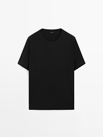 Massimo Dutti Футболка из смеси льна и хлопка с коротким рукавом купить с доставкой.