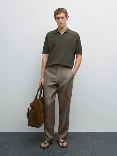 Massimo Dutti Рубашка поло из мерсеризованного хлопка с коротким рукавом