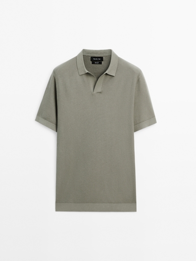 Massimo Dutti Вязаный хлопчатобумажный свитер поло