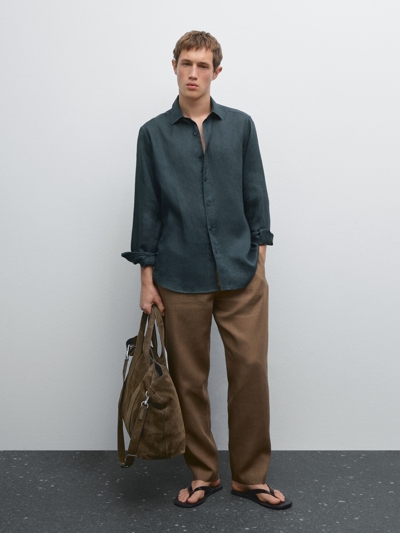 Massimo Dutti Рубашка SLIM FIT из 100% льна