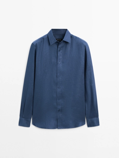 Massimo Dutti Рубашка с узким приталенным кроем из 100% льна