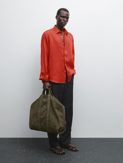 Massimo Dutti Рубашка слим-фит из 100% льна