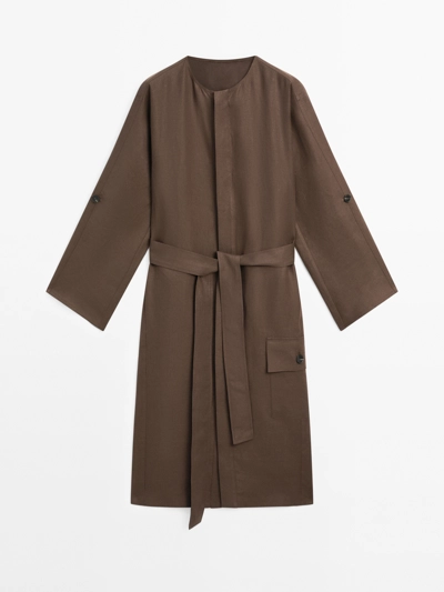Massimo Dutti Хлопковое платье-рубашка из 100% льна купить с доставкой.