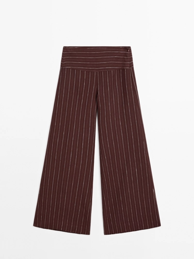 Massimo Dutti Широкие льняные брюки с высокой талией