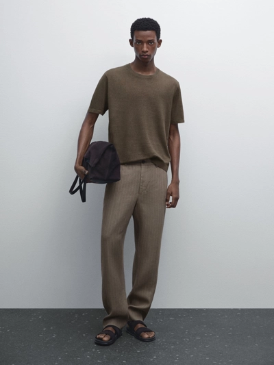 Massimo Dutti 100% льняная футболка с короткими рукавами