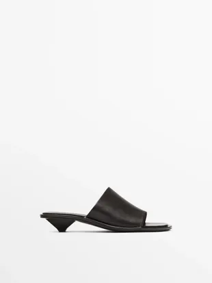 Шлепанцы на высоком каблуке из мягкой кожи овечьей MASSIMO DUTTI