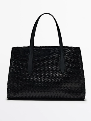 Massimo Dutti Сумка через плечо из плетеной кожи нубук купить с доставкой.