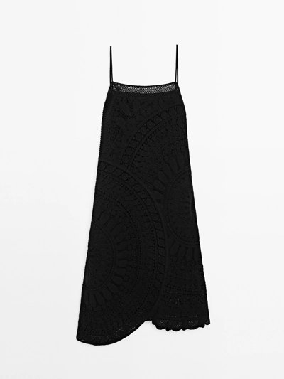 Massimo Dutti Платье-миди крючком из 100% хлопка