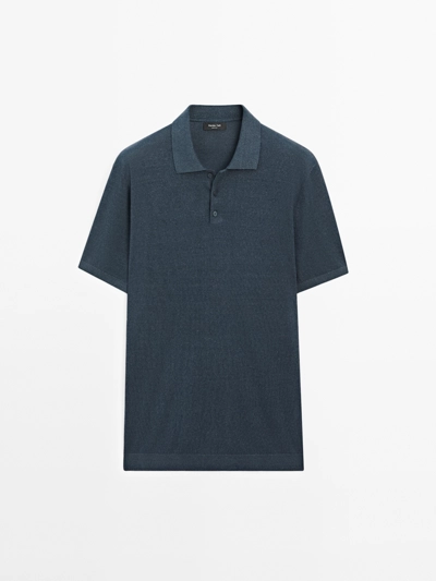 LINEN BLEND KNITTED POLO SHIRT