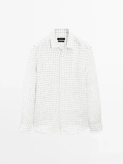 Рубашка с льняной клетчатой рубашкой REGULAR-FIT