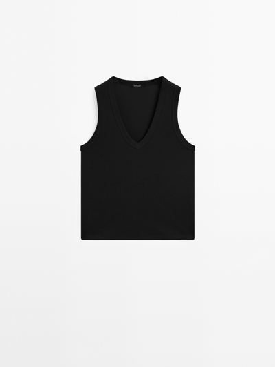 Massimo Dutti Майка без рукавов из хлопкового джерси