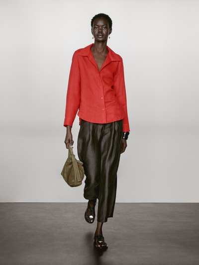 Massimo Dutti Рубашка с длинным рукавом из 100% льна