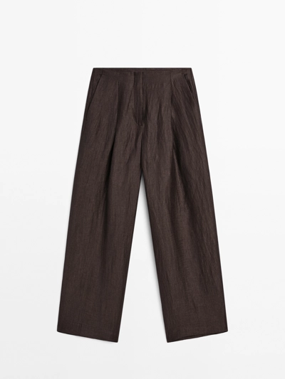 Massimo Dutti Брюки из льняно-вискозной смеси со стрелками