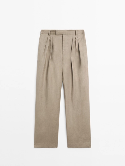 Massimo Dutti Брюки из 100% льна с тремя складками