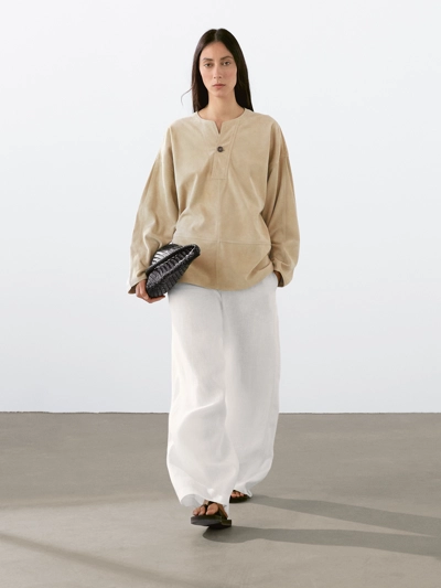 Massimo Dutti Широкая блуза из замши